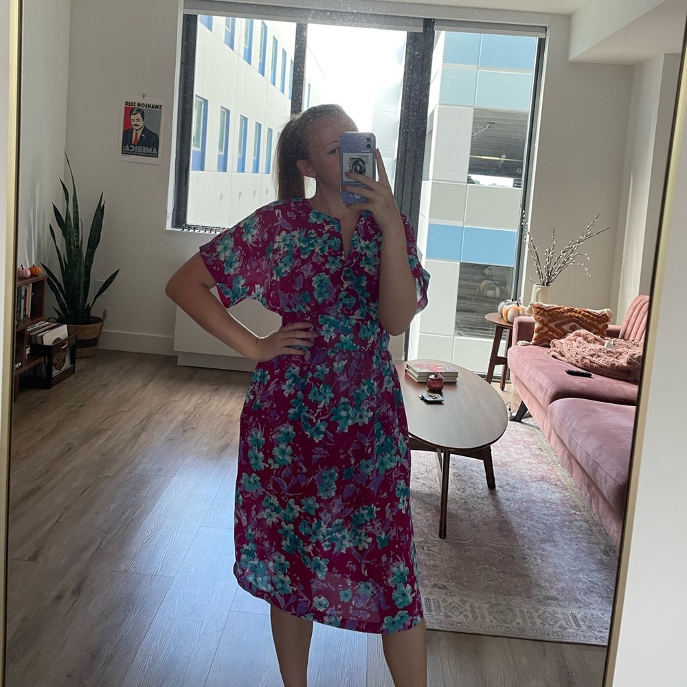 80s summer printed dress 💜👗